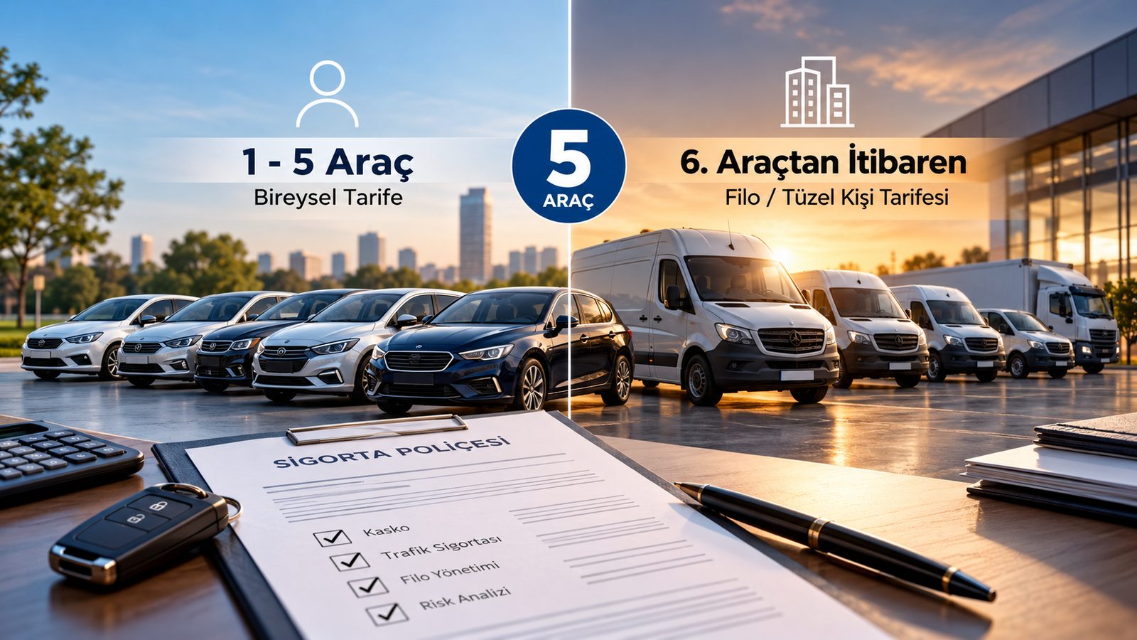 Personal tariff for 1&ndash;5 vehicles, fleet/corporate tariff from the 6th vehicle: cars, light commercial vans and an insurance policy